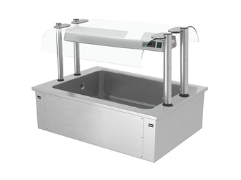 Wanna na lód do zabudowy – 1000 mm – 130 L – 3x GN 1/1 – z dwustronną szklaną osłoną przeciwkaszlową