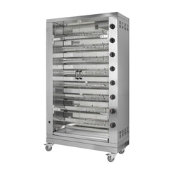 Grill gazowy do kurczaka PREMIUM - 47,6 kW - z 8 szpikulcami na 48 kurczaków