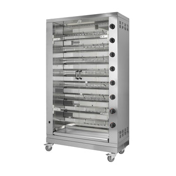 Grill gazowy do kurczaka PREMIUM - 47,6 kW - z 8 szpikulcami na 48 kurczaków