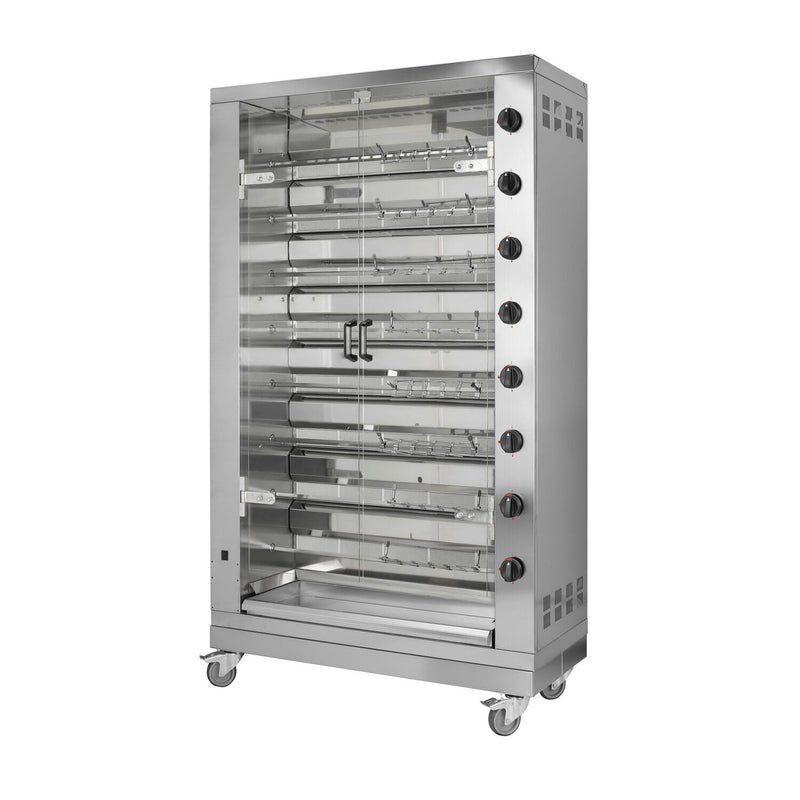 Grill gazowy do kurczaka PREMIUM - 47,6 kW - z 8 szpikulcami na 48 kurczaków