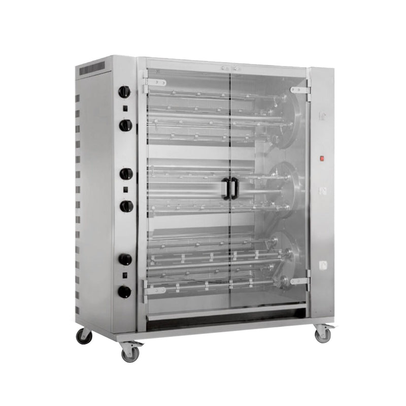 Grill gazowy do kurczaka z rożna PREMIUM - 55,8 kW - z 12 szpikulcami na 72 kurczaki