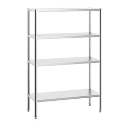 Półka ze stali nierdzewnej PREMIUM - 1200x500x1800mm - 4 półek gładkich przestawnych - Nośność na półkę: 80kg - w zestawie: regulowane stopki