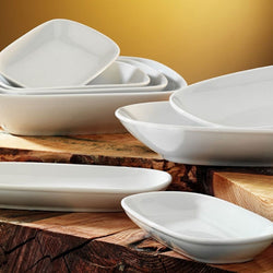 (6 szt.) ENTITY - Talerz - owalny - porcelanowy - 240x110mm - biały
