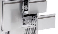 Stół chłodniczy ECO – 900 x 700 mm – z 1 drzwiami i 2 szufladami