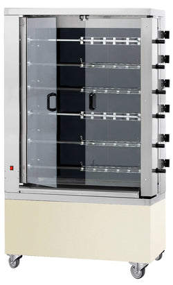 Elektryczny grill do kurczaków – płyta ceramiczna – 28,8 kW – z 6 rożnami, mieszczący do 36 kurczaków