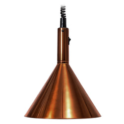 Lampa do podgrzewania potraw Retro wisząca - 250W - Ø 280mm - stożkowa - regulowana wysokość - miedziana