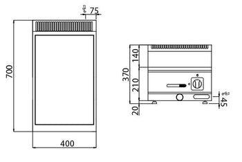 Bemar elektryczny - 1,2 kW - 1x GN 1/3 & GN 1x 1/2 - włącznie z podstawą z 1 drzwiami - Prime Gastro