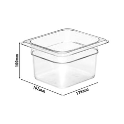 (6 sztuk) CAMBRO | Camview® - pojemnik GN z kopolimeru 1/6 - przezroczysty - wysokość: 100 mm - nie zawiera BPA