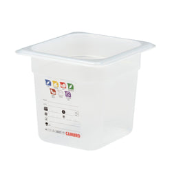 (6 sztuk) CAMBRO | SafeTrak – pojemniki z polipropylenu GN 1/6 – kolor mleczny – wysokość: 150 mm