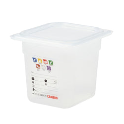 (6 sztuk) CAMBRO | SafeTrak – pojemniki z polipropylenu GN 1/6 – kolor mleczny – wysokość: 150 mm