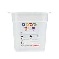 (6 sztuk) CAMBRO | SafeTrak – pojemniki z polipropylenu GN 1/6 – kolor mleczny – wysokość: 150 mm