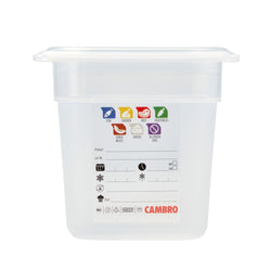 (6 sztuk) CAMBRO | SafeTrak – pojemniki z polipropylenu GN 1/6 – kolor mleczny – wysokość: 150 mm