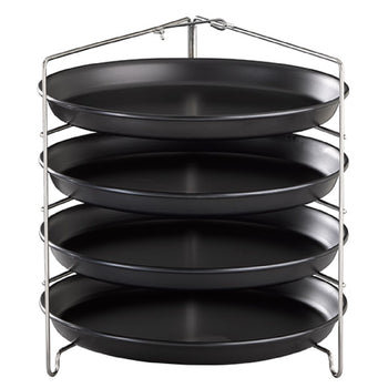 Stojak na 4 blachy do pizzy – stal nierdzewna – wysokość: 260 mm – do blach do pizzy o średnicy do 28 cm - Prime Gastro