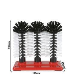 (2 szt.) FUCHS | DELFIN® Szczotka do mycia szklanek – 3 x 180 mm – z plastikową podstawką – 1 - 2 - 3
