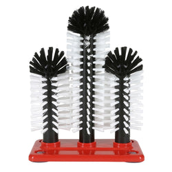 (2 sztuki) FUCHS | DELFIN® Szczotka do mycia szklanek – 2x180 mm + 1x240 mm – z plastikową podstawką – 1 - 2 - 3