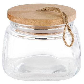 (6 sztuk) Słoik do przechowywania - WOODY - 1 litr - z drewnianą pokrywką odporną na aromaty - Prime Gastro