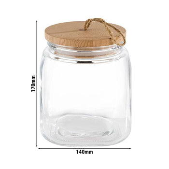 (6 sztuk) Słoik do przechowywania - WOODY - 2 litry - z drewnianą pokrywką odporną na aromaty - Prime Gastro