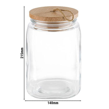(6 sztuk) Słoik do przechowywania - WOODY - 2,5 litra - z drewnianą pokrywką odporną na aromaty - Prime Gastro