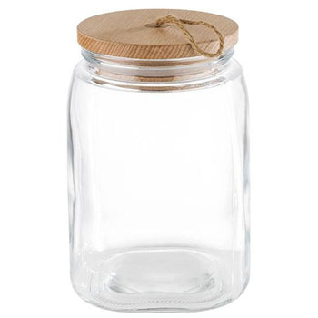 (6 sztuk) Słoik do przechowywania - WOODY - 2,5 litra - z drewnianą pokrywką odporną na aromaty - Prime Gastro