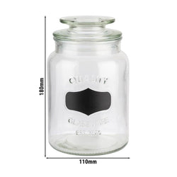 (6 sztuk) Słoik do przechowywania - NOTE - 1 litr - w tym szklana pokrywka z plombą i polem do etykietowania