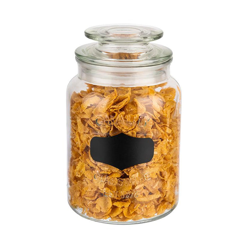 (6 sztuk) Słoik do przechowywania - NOTE - 1 litr - w tym szklana pokrywka z plombą i polem do etykietowania