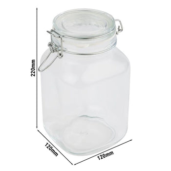 (6 sztuk) Słoik do przechowywania - 2 litry - z hermetyczną pokrywką na zawiasach - Prime Gastro