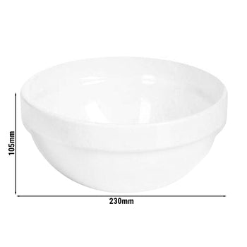 (6 sztuk) Miska - CASUAL MAXI - Melamina - 2,5 litra - Ø 230 mm - Biały - Prime Gastro