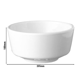 (6 sztuk) Miska - FLOAT - Melamina - 1,9 litra - Ø 205 mm - Biały - Prime Gastro
