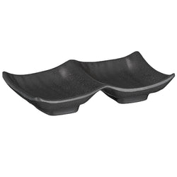 (6 sztuk) Podwójna miska - ZEN - melamina - 140 x 90 mm - czarna