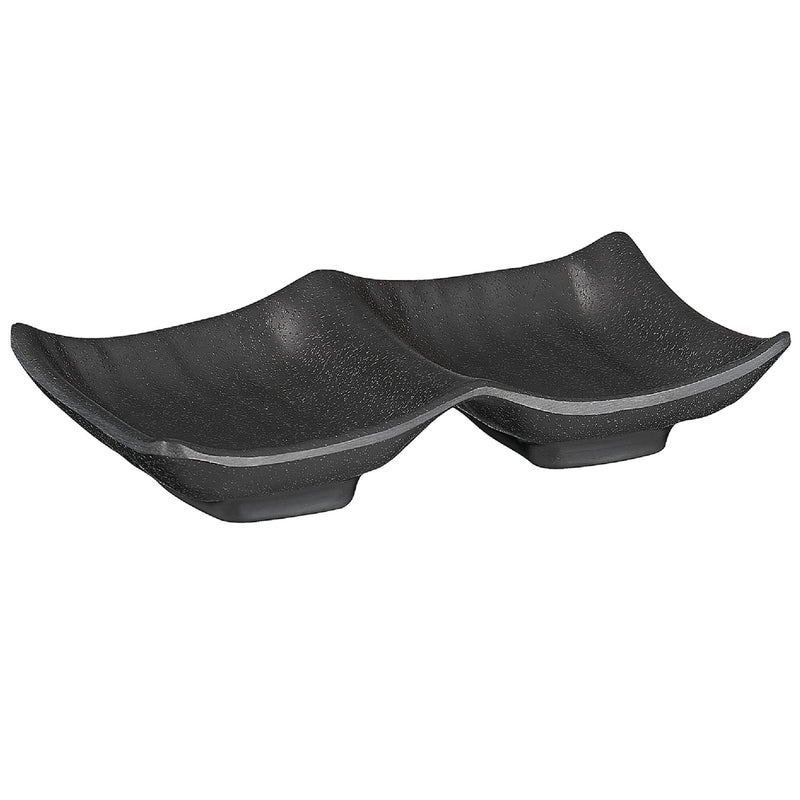 (6 sztuk) Podwójna miska - ZEN - melamina - 140 x 90 mm - czarna