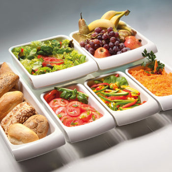 (6 sztuk) Miski GN 2/4 - CASCADE - melamina - 3,65 litra - głębokość: 75 mm - Prime Gastro