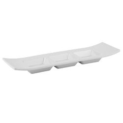 (6 sztuk) Miska do dipów - CASUAL - melamina - 290 x 90 mm - na 3 dipy - biała