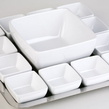 (6 sztuk) Miska - PURE - melamina - 1,5 litra - kwadratowa - biała - Prime Gastro