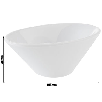 (20 sztuk) Miska - MINI - melamina - 70 ml - 105x60 mm - biała - Prime Gastro