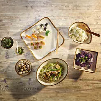 (6 sztuk) Miska - STONE ART - melamina - 0,15 litra - Ø 155 mm - biało-brązowa - Prime Gastro