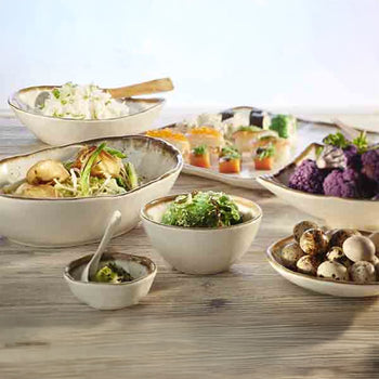 (6 sztuk) Miska - STONE ART - melamina - 0,15 litra - Ø 155 mm - biało-brązowa - Prime Gastro