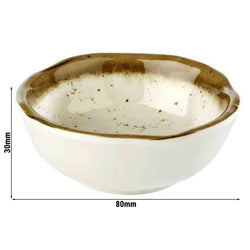 (12 sztuk) Miseczki do dipów - STONE ART - melamina - 70 ml - Ø 80 mm - białe/brązowe