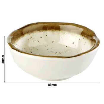 (12 sztuk) Miseczki do dipów - STONE ART - melamina - 70 ml - Ø 80 mm - białe/brązowe - Prime Gastro
