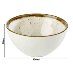 (6 sztuk) Miska - STONE ART - melamina - 0,3 litra - Ø 120 mm - biało - brązowa