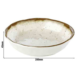 (6 sztuk) Miska - STONE ART - melamina - 0,6 litra - Ø 200 mm - biało - brązowa