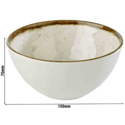 (6 sztuk) Miska - STONE ART - melamina - 0,6 litra - Ø 150 mm - biało - brązowa