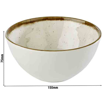 (6 sztuk) Miska - STONE ART - melamina - 0,6 litra - Ø 150 mm - biało-brązowa - Prime Gastro