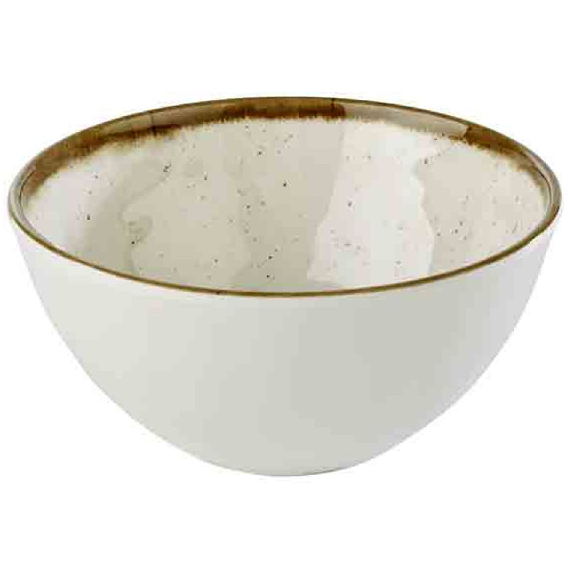 (6 sztuk) Miska - STONE ART - melamina - 0,6 litra - Ø 150 mm - biało - brązowa