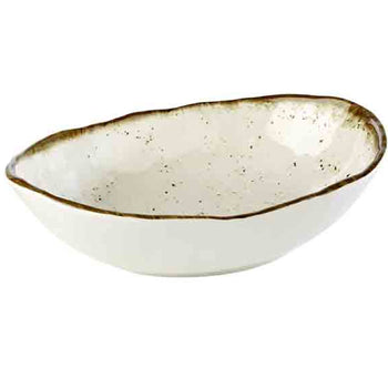 (6 sztuk) Miska - STONE ART - melamina - 1,2 litra - owalna - 285 x 210 mm - biała/brązowa - Prime Gastro