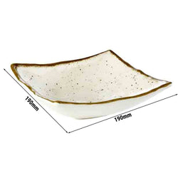 (6 sztuk) Miska - STONE ART - melamina - 0,5 litra - 190x190 mm - biała/brązowa