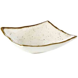(6 sztuk) Miska - STONE ART - melamina - 0,5 litra - 190x190 mm - biała/brązowa