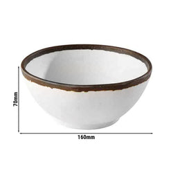 (6 sztuk) Miseczki - CROCKER - Melamina - 0,7 litra - Ø 160 mm - Biały/Brązowy