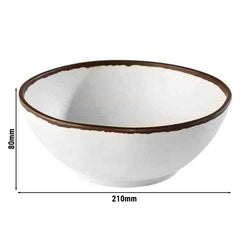 (6 sztuk) Miska - CROCKER - Melamina - 1,45 litra - Ø 210 mm - Biały/Brązowy