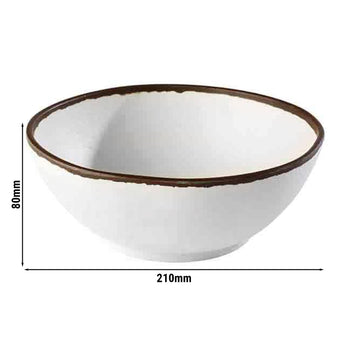 (6 sztuk) Miska - CROCKER - Melamina - 1,45 litra - Ø 210 mm - Biały/Brązowy - Prime Gastro