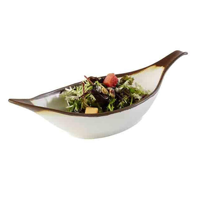 (6 sztuk) Miska w kształcie liścia - CROCKER - Melamina - 0,65 litra - Biały/Brązowy